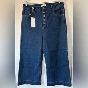 NWT Risen High Rise Button Fly Ankle Length Wide Leg Jeans 1XL